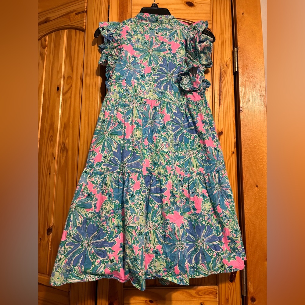 Lilly Pulitzer Blue Pleated Tiered Sundress